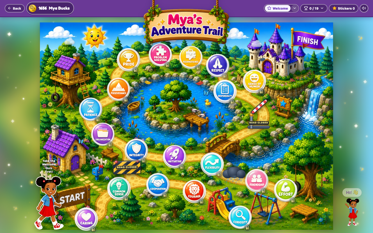 Life Skills Adventure in the Mya Kids Club portal